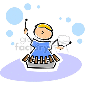 Cartoon whimsical child playing a xylophone