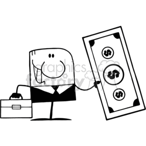 businessman holding a huge dollar