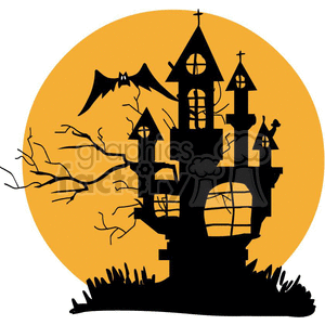 silhouette of a haunted house