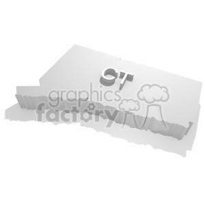 3D map of Connecticut with the abbreviation 'CT' on it.