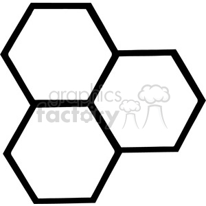 The image contains three hexagons arranged in such a way that they are connected to each other. This pattern of hexagons looks similar to a honeycomb pattern from a beehive.