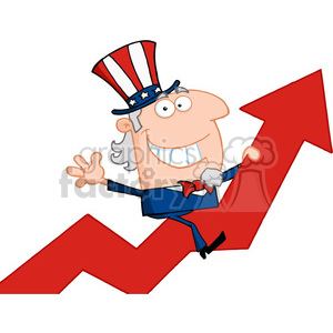 102529-Cartoon-Clipart-Uncle-Sam-Riding-Up-On-A-Statistics-Arrow