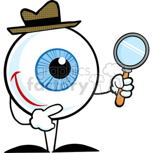 Eyeball Cartoon Character with Magnifying Glass