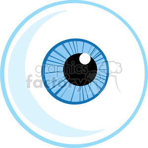   The image shows a stylized, cartoonish drawing of an eye. It features a large pupil in the center, a blue iris with radiating lines, and is encircled with two curved lines giving the suggestion of the eye