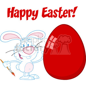 Royalty-Free-RF-Copyright-Safe-Happy-Easter-Text-Above-A-Rabbit-Painting-Easter-Egg
