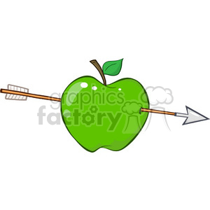 12936 RF Clipart Illustration Arrow Through Green Apple