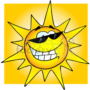 12889 RF Clipart Illustration Smiling Sun With Sunglasses