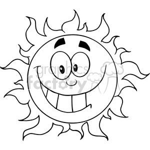 12905 RF Clipart Illustration Happy Sun Cartoon Character