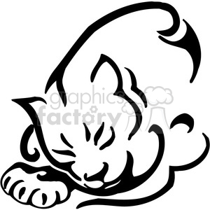 The clipart image features a stylized outline of a wild cat that resembles a cougar. It is a simple, black and white design that is suitable for vinyl cutting or similar applications due to its clean lines and high contrast.
