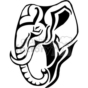 The clipart image features an outlined, stylized drawing of an elephant. The design has bold lines and simplified shapes, making it suitable for vinyl cutting, tattoos, or other graphic uses.