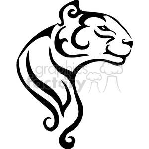 The clipart image shows a stylized outline of a wild cougar with tribal or artistic elements suitable for vinyl decals or other graphic design purposes.