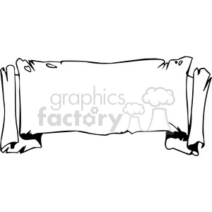 This is a black and white clipart image of an old parchment or scroll with a blank center space.