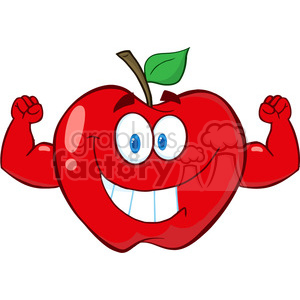 5186-Apple-Cartoon-Mascot-Character-With-Muscle-Arms-Royalty-Free-RF-Clipart-Image
