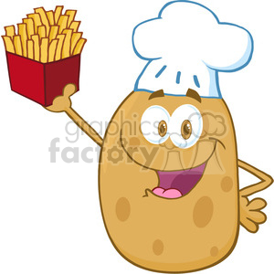 5181-Potato-Chef-Holding-Up-A-French-Fries-Royalty-Free-RF-Clipart-Image