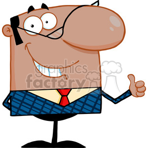 Clipart of Smiling African American Business Manager Showing Thumbs Up