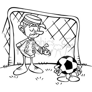 black and white cartoon soccer goalie