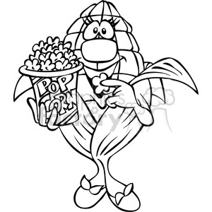 black and white cartoon popcorn character clipart #387830 at Graphics ...