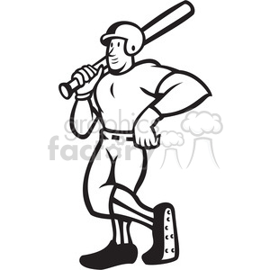 Black and white baseball player standing shield