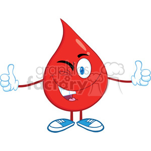 6200 Royalty Free Clip Art Red Blood Drop Cartoon Character Giving A Double Thumbs Up