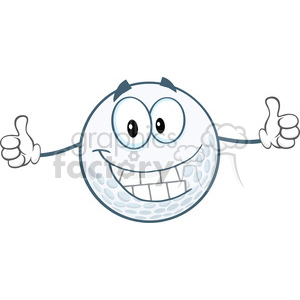 6493 Royalty Free Clip Art Smiling Golf Ball Cartoon Character Giving A Thumbs Up