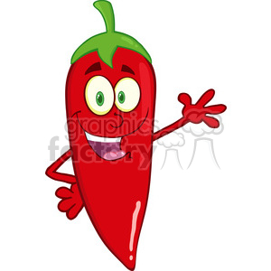 6773 Royalty Free Clip Art Smiling Red Chili Pepper Cartoon Mascot Character Waving For Greeting