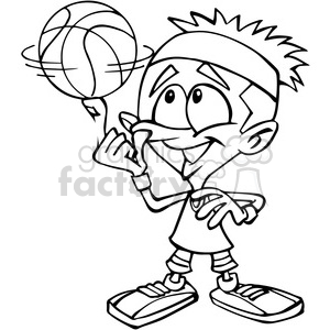 cartoon basketball player in black and white