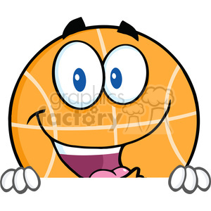 Funny Basketball Cartoon Character Looking Over Something