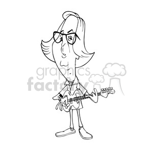   Eric Clapton bw cartoon caricature 