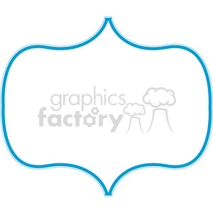 A blank, ornate, blue-bordered frame clipart image with a wavy outline.
