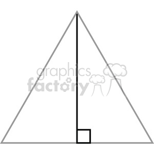 Clipart image showcasing a large equilateral triangle with an altitude drawn from its apex to its base, splitting the base into two equal segments. A small square is drawn on the base at the point where the altitude meets the base.