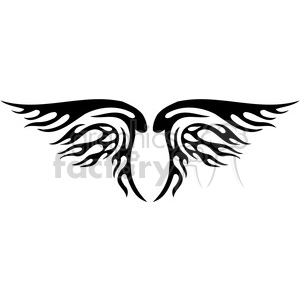 Clipart image of stylized tribal wings with flame-like designs in black.