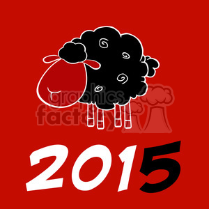   Royalty Free Clipart Illustration Happy New Year 2015 Design Card With Black Sheep And Black Number 