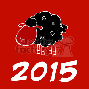   Royalty Free Clipart Illustration Happy New Year 2015 Design Card With Black Sheep 