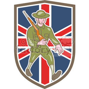 world war one british soldier marching rifle FLAG SHIELD