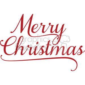 Clipart image featuring the words 'Merry Christmas' in red, festive typography.