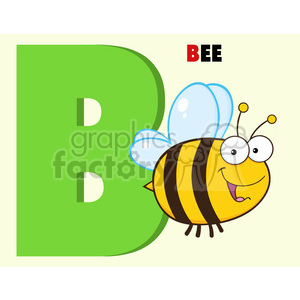 A cartoon bee next to a large green letter 'B'.