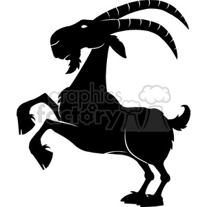   The image shows a silhouette of a goat standing in an animated pose with one of its front hooves lifted, as if in mid-action or dance, which gives it a humorous or playful look.  