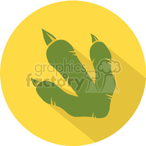 8867 Royalty Free RF Clipart Illustration Yellow Dinosaur Footprint Circle Flat Design Icon.Vector Illustration Isolated On White Background