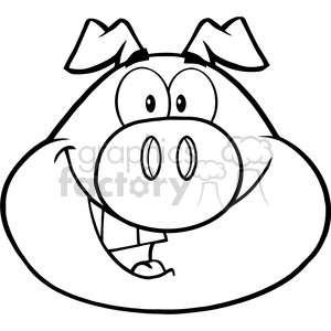 The clipart image features a funny-looking cartoon pig with large ears, big eyes, and a prominent snout. The pig appears to be smiling, with one tooth visible, adding to its humorous appeal.
