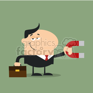  8280 Royalty Free RF Clipart Illustration Smiling Manager Holding A Magnet Flat Design Style Vector Illustration 
