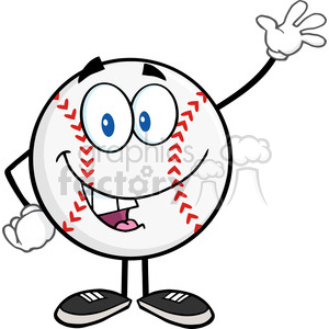 Baseball Ball Cartoon Mascot Character Waving For Greeting