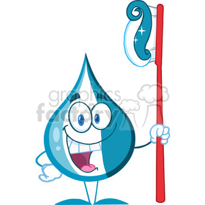 8384 Royalty Free RF Clipart Illustration Smiling Blue Toothpaste Cartoon Mascot Character Holding A Toothbrush Vector Illustration Isolated On White