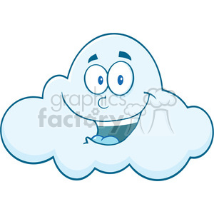   Royalty Free RF Clipart Illustration Smiling Cloud Cartoon Mascot Character 