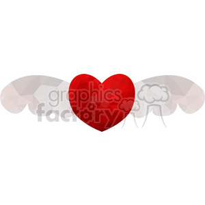 Clipart image of a polygonal red heart with white wings.