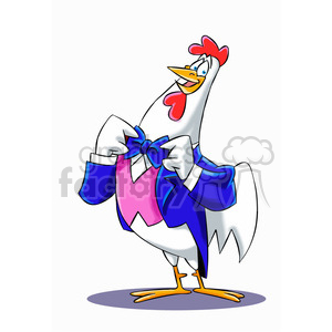 cartoon chicken wearing a suit