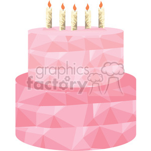 Pink Birthday Cake with Lit Candles