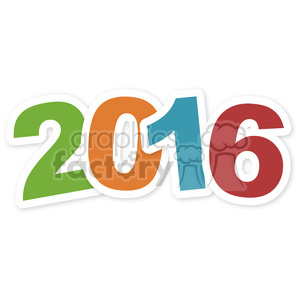 Colorful illustration of the year 2016 with numbers in green, orange, blue, and red.