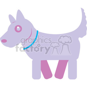 The clipart image features a stylized representation of a purple dog with a blue collar. The dog appears to be in a standing position with a simplistic and cartoonish design.