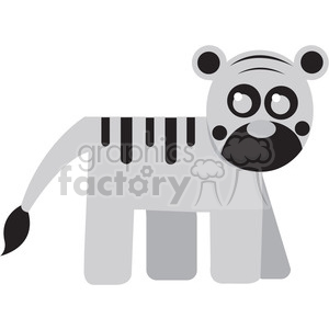 The clipart image shows a cartoon-style illustration of a white tiger. The white tiger is depicted in a standing position with its front paws slightly raised and its mouth closed. It has black stripes on its body, bright eyes, and a gray nose.