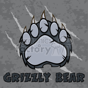 Grizzly Bear Paw Print Logo on Textured Background